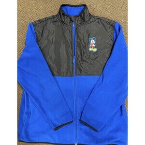 Walt Disney World Mickey Mouse Blue Black Fleece Full Zip Up Jacket UNISEX XL